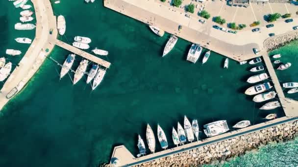 Harbor with parked boats — Stock Video