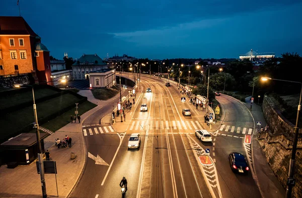 Нічний погляд на Варшави з міст центральної площі — стокове фото