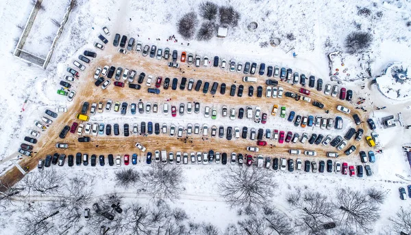 Parkeren met auto's van bovenaf — Stockfoto