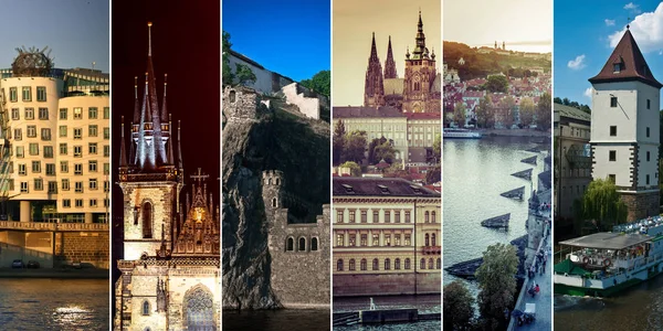 Collage av Prag sevärdheter — Stockfoto
