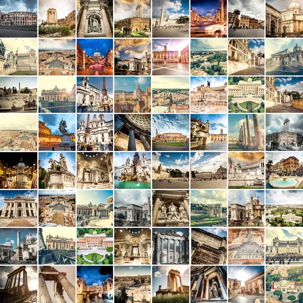 Колаж з визначних пам'яток Рима — стокове фото