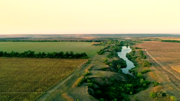 Вид с воздуха на сельскую местность — стоковое видео