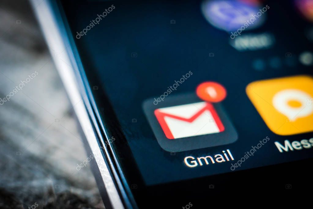 Kharkiv, Ukraine - 23 April, 2018: Gmail application icon on a smartphone screen