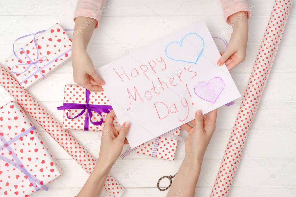Handmade postcard for mothers day
