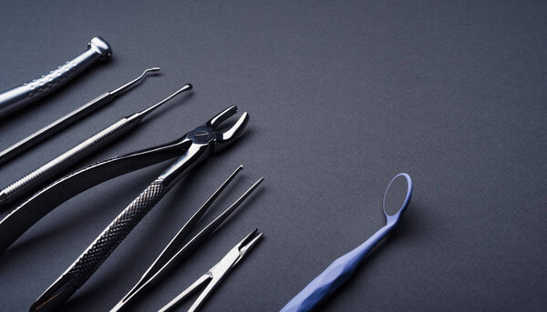 Dental instruments on a table