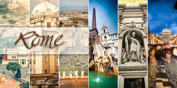 Коллаж достопримечательностей Рима — стоковое фото