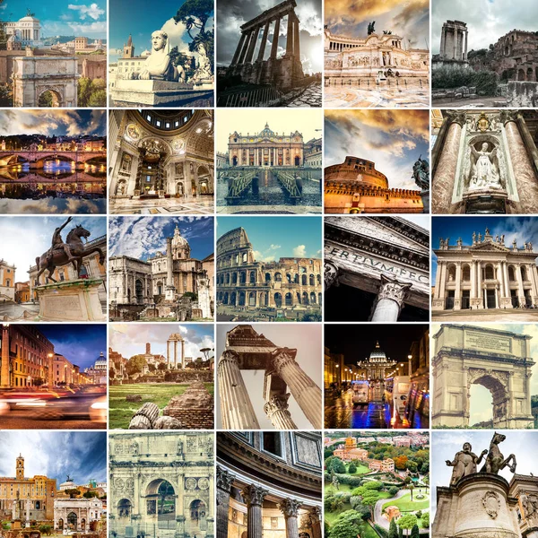 Collage de lugares de interés de Roma — Foto de Stock