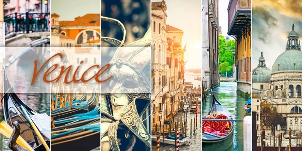Colagem de pontos turísticos de Veneza — Fotografia de Stock