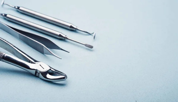 Dental steel instruments with copy space — Stock Photo, Image