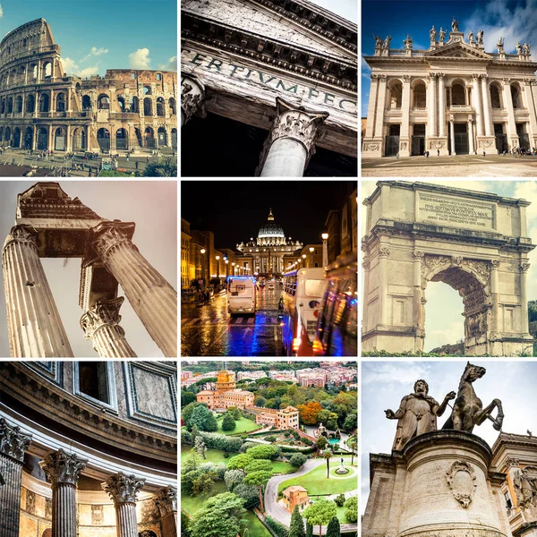 Collage di monumenti di Roma — Foto Stock