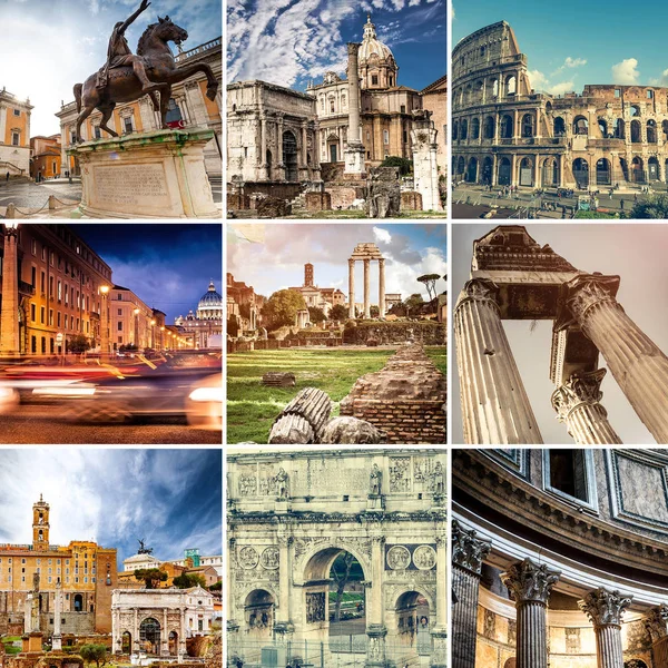 Collage di monumenti di Roma — Foto Stock