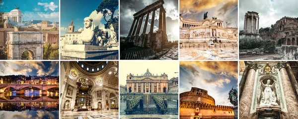 Κολάζ από μνημεία της Ρώμης — Φωτογραφία Αρχείου