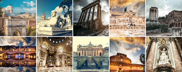 Collage of sights of Rome