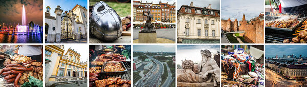 Collage of sights of Warsaw