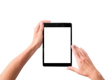 Tablet kullanan kız Üstten Görünüm