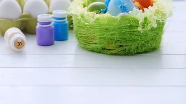 Conjunto de pintura de ovos de Páscoa — Vídeo de Stock