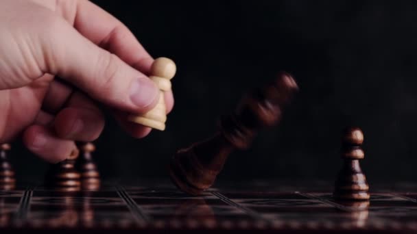 Vinna matchen mellan schack och en bonde — Stockvideo
