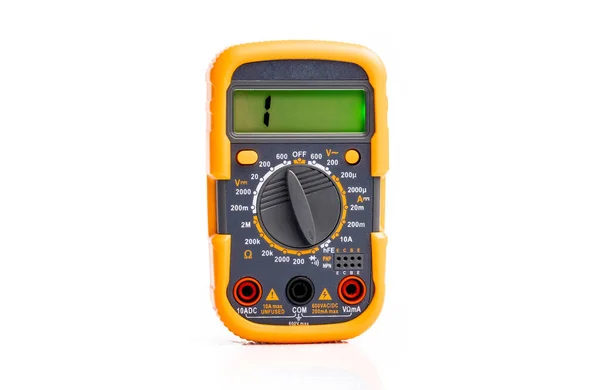 Yellow digital multimeter isolated — Stock Photo, Image