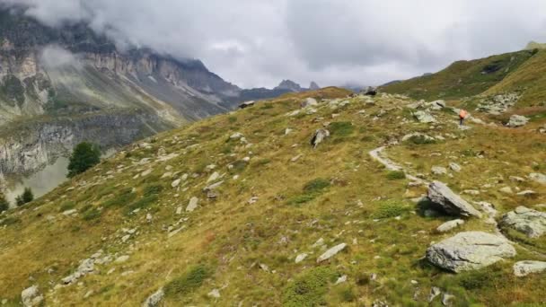 Turister på väg till alpin topp — Stockvideo