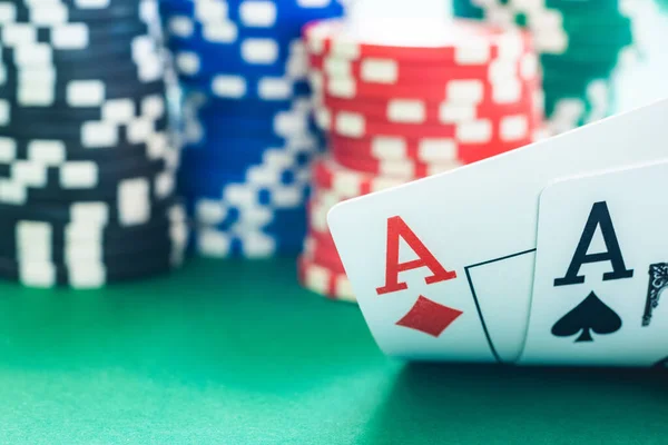 Pair of aces on token background — Stock Photo, Image