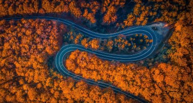 Transfagarasan dağ yolunun üst görüntüsü