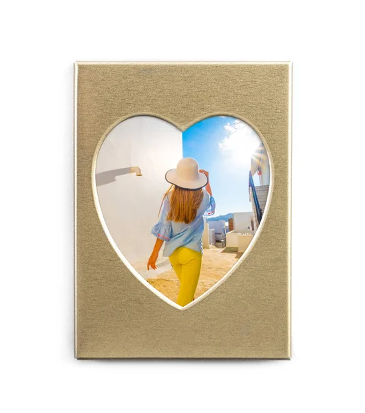 Gouden frame in de vorm van het hart — Stockfoto