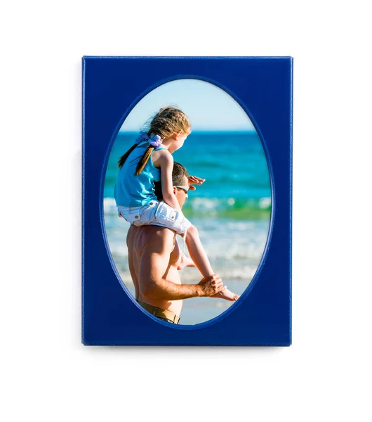 楕円形の青い写真フレーム — ストック写真