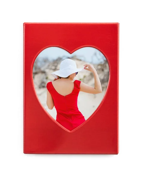 Red frame in shape of heart — Stock Photo, Image