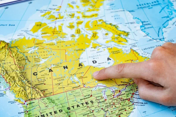 Kanada na mapě — Stock fotografie