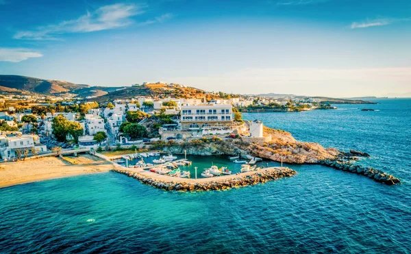 Aerial viewpoint of costal village on Paros island, Greece — Stock Photo, Image