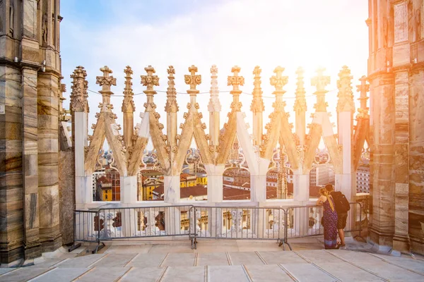 Террасы Миланского собора Дуомо — стоковое фото