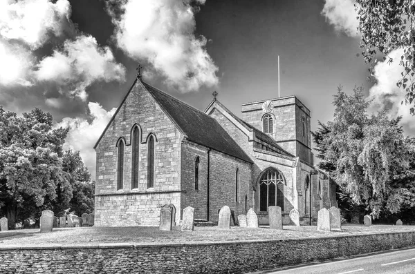 Kościół Wszystkich Świętych Ruskington Lincolnshire Black Biały — Zdjęcie stockowe