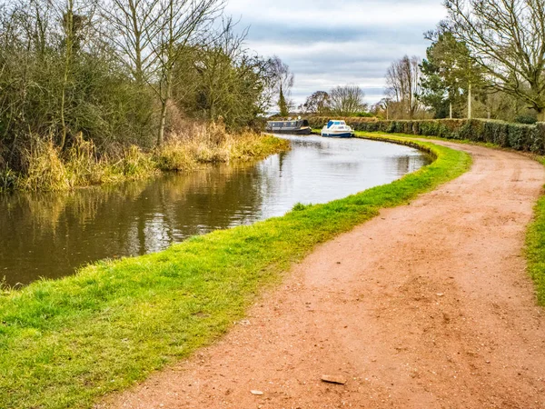 Canal Caminho Reboque Outono Inglaterra — Fotografia de Stock