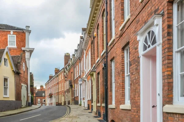 Calle Típica Ciudad Shrewsbury Con Ventanas Puertas Georgianas —  Fotos de Stock