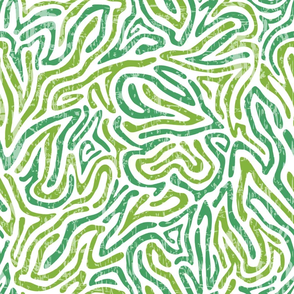 Modèle Vert Ethnique Avec Des Rayures Incurvées Abstraites Illustration Vectorielle — Image vectorielle