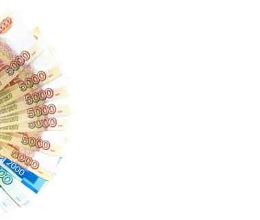 Rus Rublesi para banknot kağıt para. Beyaz izole. Arka plan kavramı