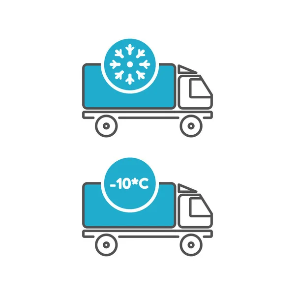 Gelato consegna frigo camion icone . — Vettoriale Stock