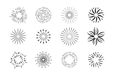 Vektör toplama el çekilmiş sunbursts