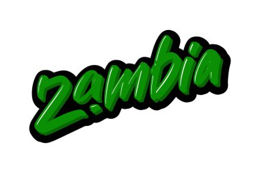 Zambiya el yazısı modern fırça harf metni çizdi. Baskı ve reklam için vektör illüstrasyon logosu.