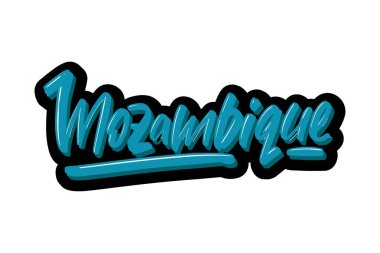 Mozambik el modern fırça harf metni çizdi. Baskı ve reklam için vektör illüstrasyon logosu.