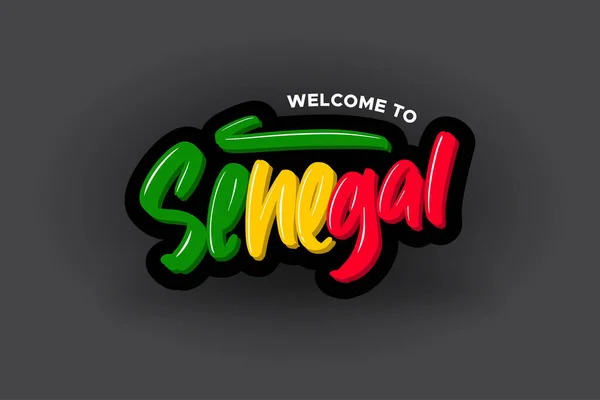 Willkommen im modernen Pinsel-Schriftzug des Senegal. Vektor Illustration Logo für Unternehmen, Print und Werbung. — Stockvektor