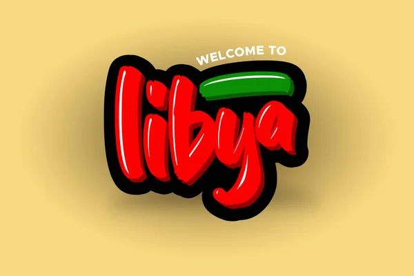 Selamat datang di Libya teks kuas modern. Logo gambar vektor untuk bisnis, cetak dan iklan . - Stok Vektor