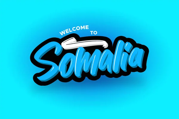 Willkommen in Somalias modernem Pinselschrift-Text. Vektor Illustration Logo für Unternehmen, Print und Werbung. — Stockvektor