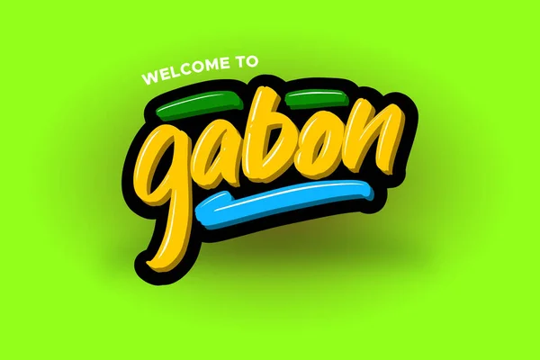 Willkommen bei Gabon modernen Pinsel-Schriftzug Text. Vektor Illustration Logo für Unternehmen, Print und Werbung. — Stockvektor