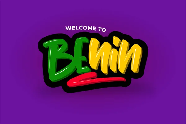 Bienvenido al texto moderno de letras de pincel de Benin. Logotipo de ilustración vectorial para negocios, impresión y publicidad . — Vector de stock