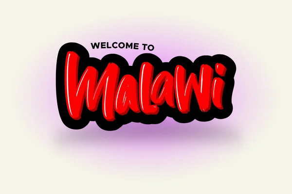 Välkommen till Malawi moderna borste bokstäver text. Vektor illustration logotyp för företag, tryck och reklam. — Stock vektor