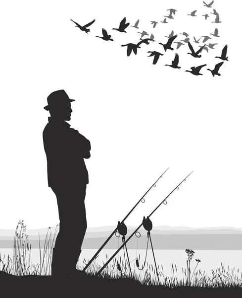 Illustration Vectorielle Pêche Oie Migratrice — Image vectorielle