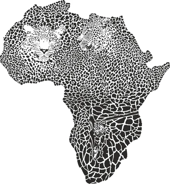 Vektorové Ilustrace Symbol Afriky Leopardů Žirafa — Stockový vektor