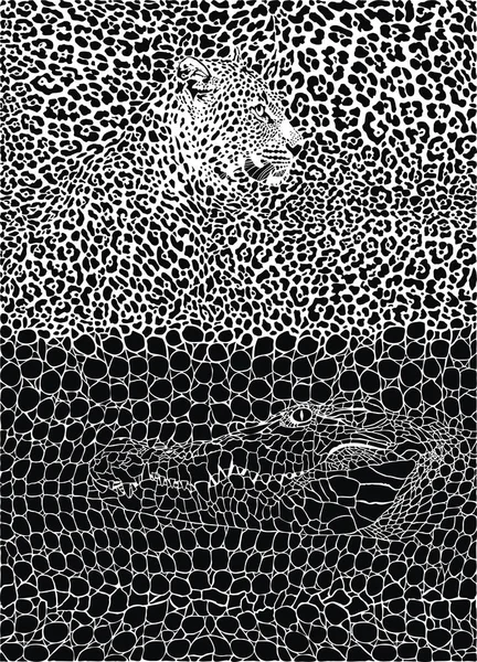 Διανυσματική Απεικόνιση Μοτίβο Φόντο Ιαγουάρος Και Κροκόδειλος Δέρμα — Διανυσματικό Αρχείο