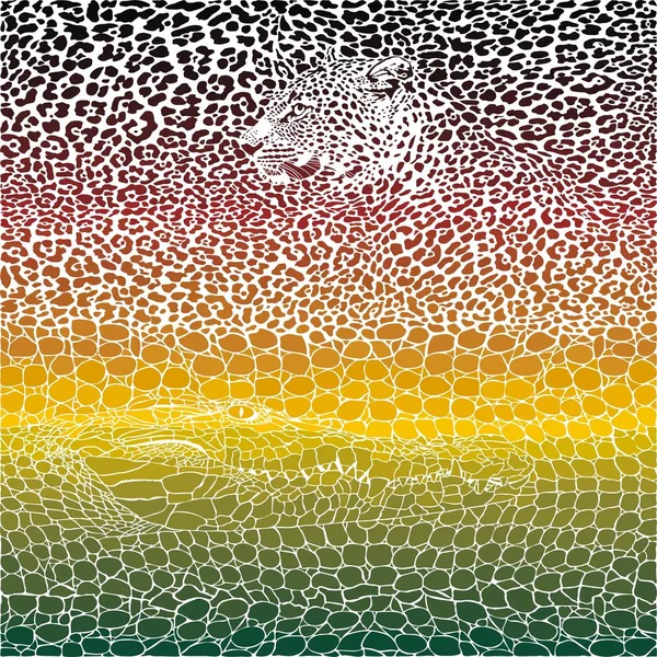 Vektorové Ilustrace Barva Vzor Pozadí Jaguár Krokodýl Kůže — Stockový vektor